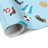 Flagge Argentiniens mit berühmten Gegenständen des Geschenkpapier (Rolleneckpunkt)