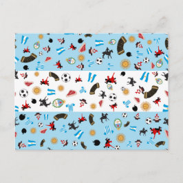 Flagge Argentiniens mit berühmten Symbolen Postkarte