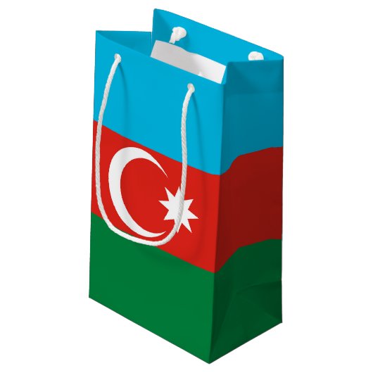 Flagge Aserbaidschans Kleine Geschenktüte (Rückseite Schrägansicht)