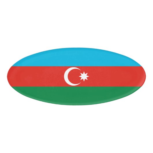 Flagge Aserbaidschans Namenschild (Vorderseite)