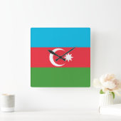 Flagge Aserbaidschans Quadratische Wanduhr (Zuhause)
