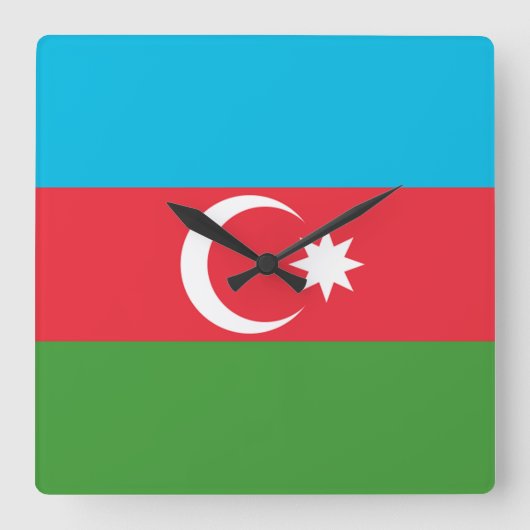 Flagge Aserbaidschans Quadratische Wanduhr (Vorderseite)