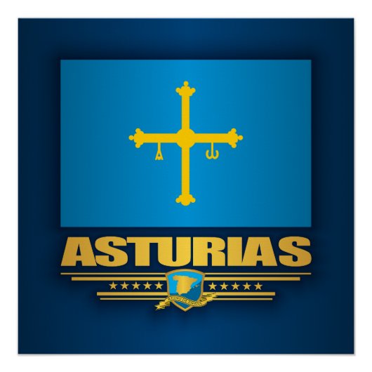 Flagge Asturiens Poster (Vorderseite)
