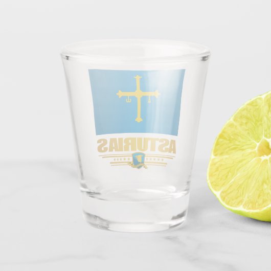 Flagge Asturiens Schnapsglas (Rückseite)