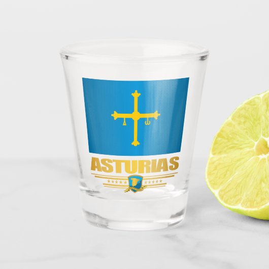 Flagge Asturiens Schnapsglas (Vorderseite)