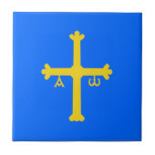 Flagge Asturiens (Spanien) Fliese (Vorderseite)