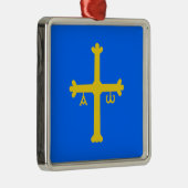Flagge Asturiens (Spanien) Silbernes Ornament (Rechts)