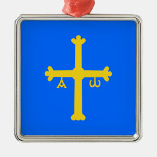 Flagge Asturiens (Spanien) Silbernes Ornament