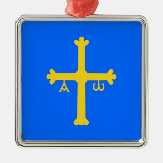 Flagge Asturiens (Spanien) Silbernes Ornament (Vorne)