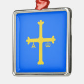 Flagge Asturiens (Spanien) Silbernes Ornament (Links)