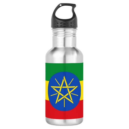 Flagge Äthiopiens Edelstahlflasche (Vorderseite)