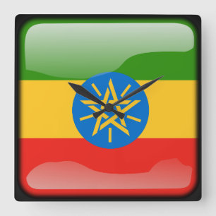 Flagge Äthiopiens Quadratische Wanduhr