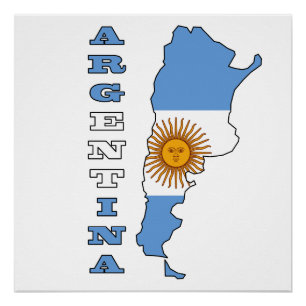 Flagge auf Karte Argentiniens Poster
