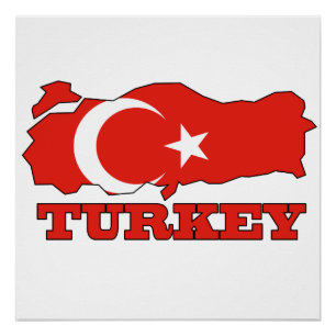Flagge auf Karte der Türkei Poster