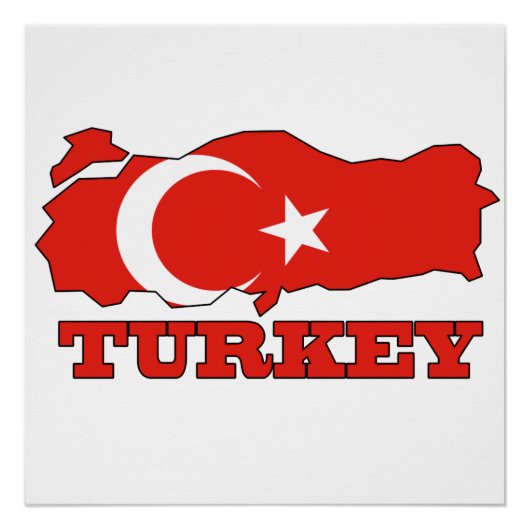 Flagge auf Karte der Türkei Poster (Vorderseite)