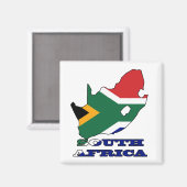 Flagge auf Karte Südafrikas Magnet (Vorderseite/Rückseite)
