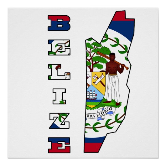 Flagge auf Karte von Belize Poster (Vorderseite)