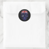 Flagge Australiens für Schädel und Rose Runder Aufkleber (Tasche)