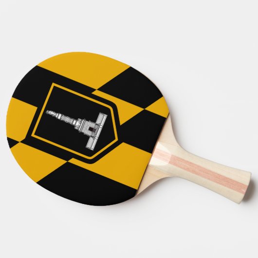 Flagge Baltimore, Maryland Ping Pong Paddle Tischtennis Schläger (Seitenansicht)