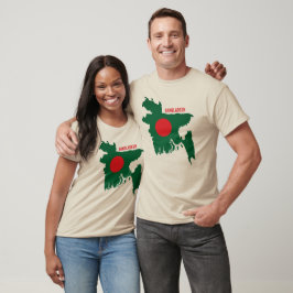 Flagge Bangladeschs auf Länderkarte T-Shirt