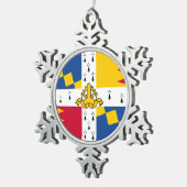 Flagge/Banner von Birmingham, England Schneeflocken Zinn-Ornament (Rechts)