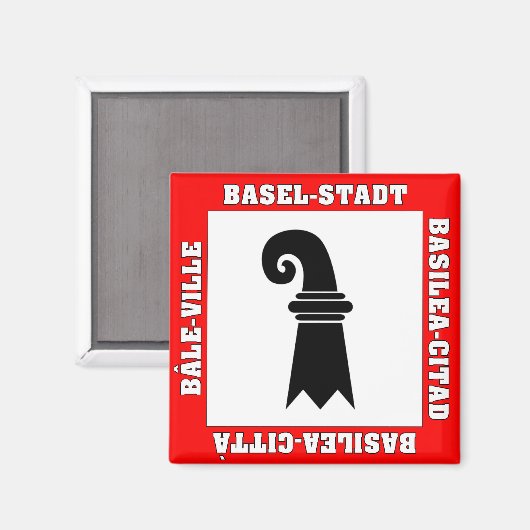 Flagge Basel Stadt Schweiz Magnet (Vorderseite/Rückseite)
