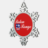 Flagge Baton Rouge, Louisiana Snowflake Pewter Ch Schneeflocken Zinn-Ornament (Rechts)