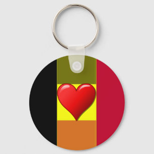 Flagge Belgiens Striped Heart Keychain Schlüsselanhänger