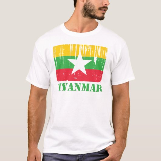 Flagge Birmas Myanmar T-Shirt (Vorderseite)