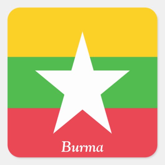 Flagge Birmas Quadratischer Aufkleber (Vorderseite)