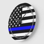 Flagge Blue Lines US Große Wanduhr (Winkel)