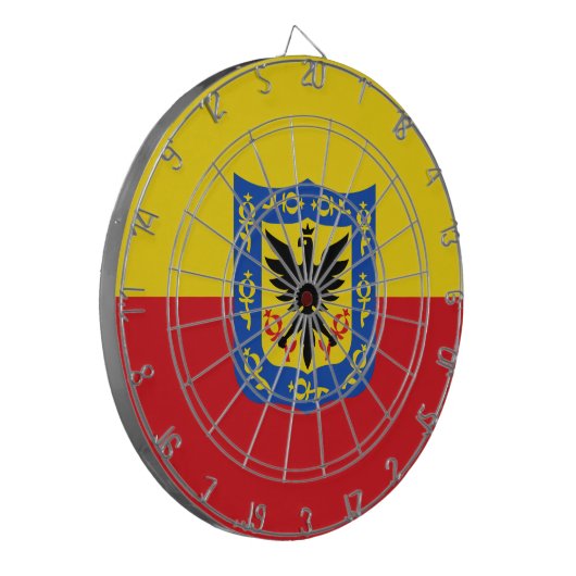Flagge Bogotas, Dartboard Kolumbiens mit Darts Dartscheibe (Vorderseite Links)