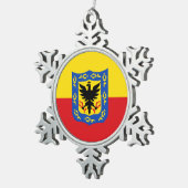 Flagge Bogotas, Kolumbien Schneeflocken Zinn-Ornament (Rechts)