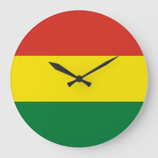 Flagge Boliviens (Bolivien) Große Wanduhr (Vorderseite)