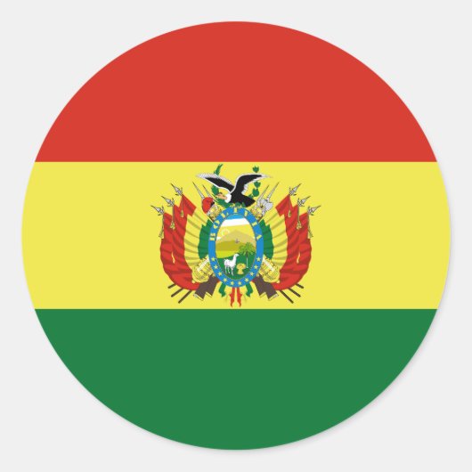 Flagge Boliviens Runder Aufkleber (Vorderseite)