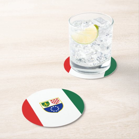 Flagge Bosnien und Herzegowina Runder Pappuntersetzer (Vor Ort)