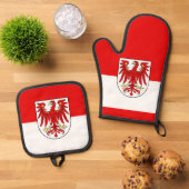 Flagge Brandenburgs rechteckiger Aufkleber Ofenhandschuh & Topflappen-Set (Oben Unten)