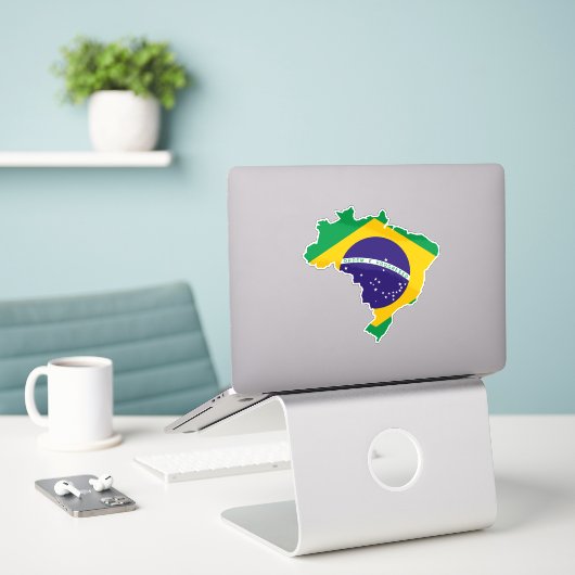 Flagge Brasiliens Aufkleber (Laptop auf Schreibtisch)