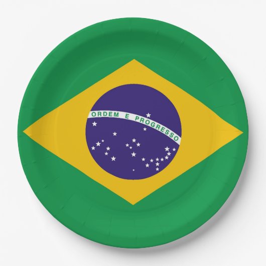 Flagge Brasiliens Bandeira do Brasil Pappteller (Vorderseite)