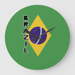 Flagge Brasiliens Große Wanduhr