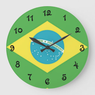 Flagge Brasiliens Große Wanduhr