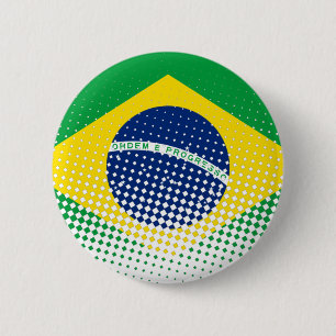 Flagge Brasiliens mit Halftone-Effekt Button