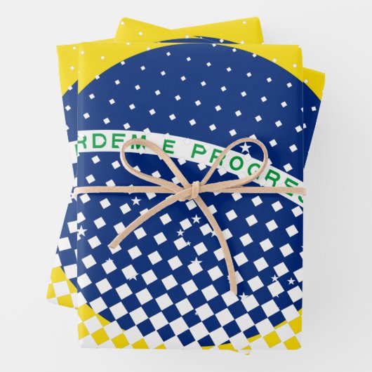 Flagge Brasiliens mit Halftone-Effekt Geschenkpapier Set (Beispiel)