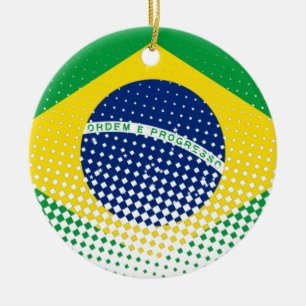 Flagge Brasiliens mit Halftone-Effekt Keramik Ornament