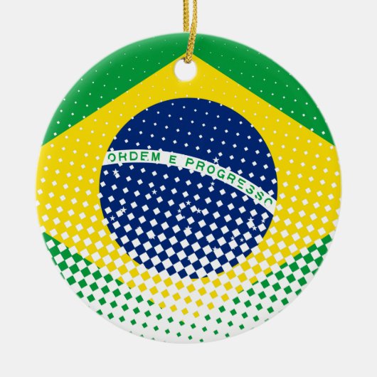 Flagge Brasiliens mit Halftone-Effekt Keramik Ornament (Vorne)
