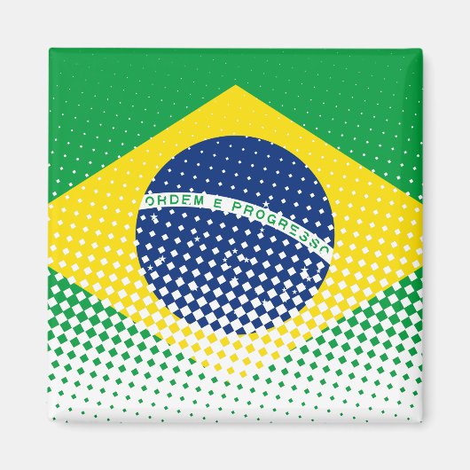 Flagge Brasiliens mit Halftone-Effekt Magnet (Vorne)