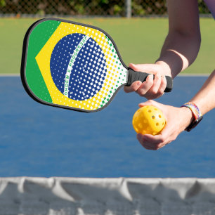 Flagge Brasiliens mit Halftone-Effekt Pickleball Schläger