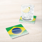 Flagge Brasiliens mit Halftone-Effekt Rechteckiger Pappuntersetzer (Vor Ort)