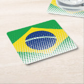 Flagge Brasiliens mit Halftone-Effekt Rechteckiger Pappuntersetzer (angewinkelt)