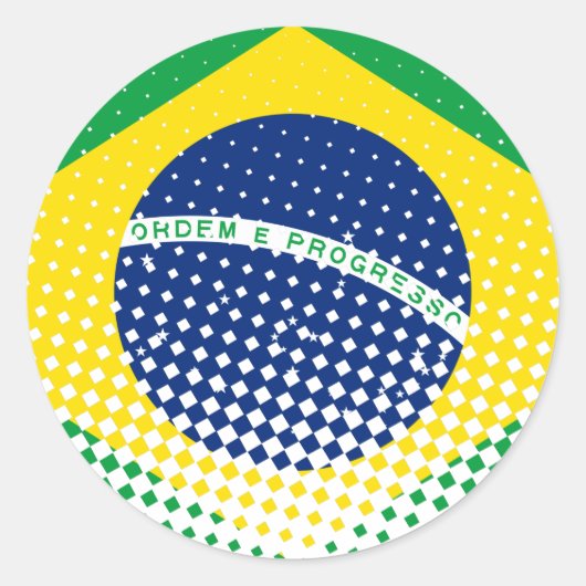 Flagge Brasiliens mit Halftone-Effekt Runder Aufkleber (Vorderseite)